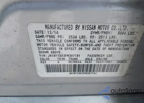 2015 Infiniti Q50 из США, поврежденный, VIN JN1BV7AR3FM397191